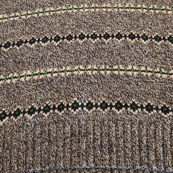 VTG American Eagle Rabbit blend Sz L Fair Isle Sweater Gray Green Men's Henley - Picture 5 of 10
